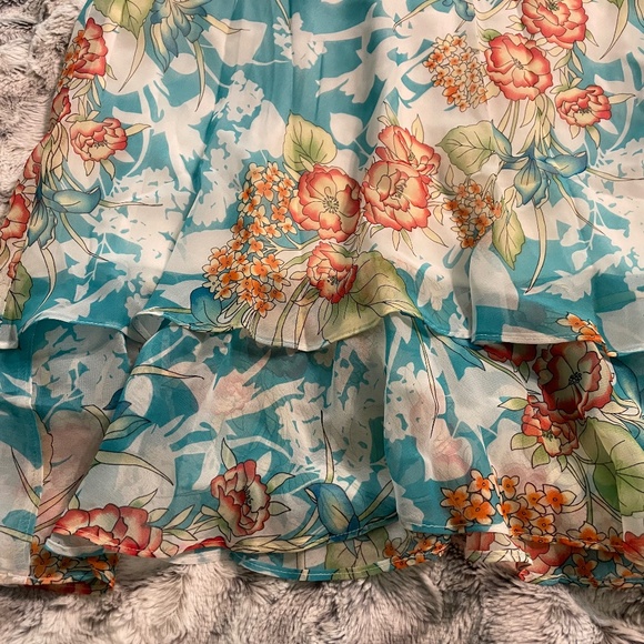 Vintage Y2K Sangria Blue Floral Midi Dress Size 6 - Picture 7 of 9